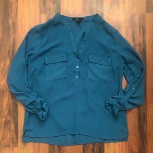 Forever 21 Aqua Long Sleeve Blouse - Size Small